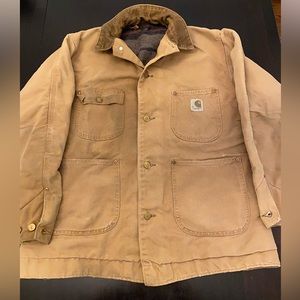 Carhartt RILL DILL perfectly distressed blanket-lined chore coat.